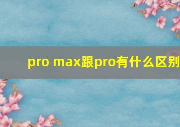 pro max跟pro有什么区别